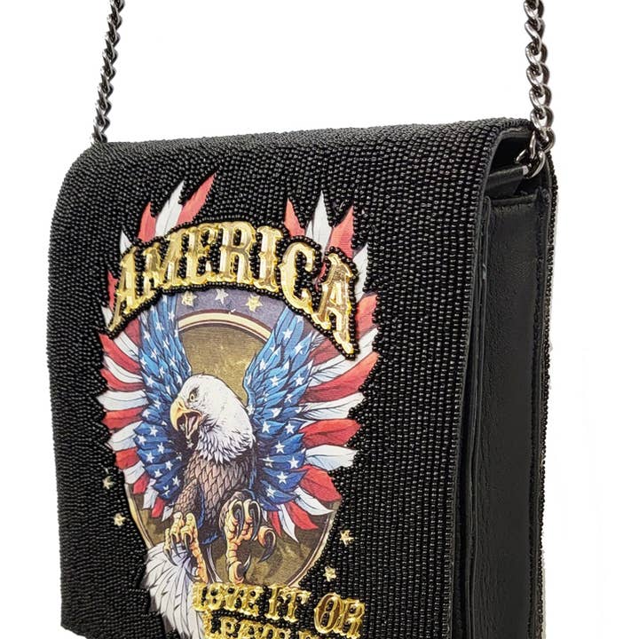 Ricki designs - Wholesale Crossbody Bag - Women's - BEADED LEATHER AMERICAN EAGLE CROSS BODY BAG