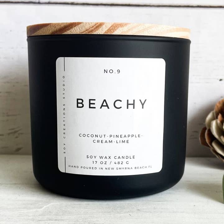 Candela di soia Beachy 3-Wick per la vendita all'ingrosso da parte di Soy Creations Studio