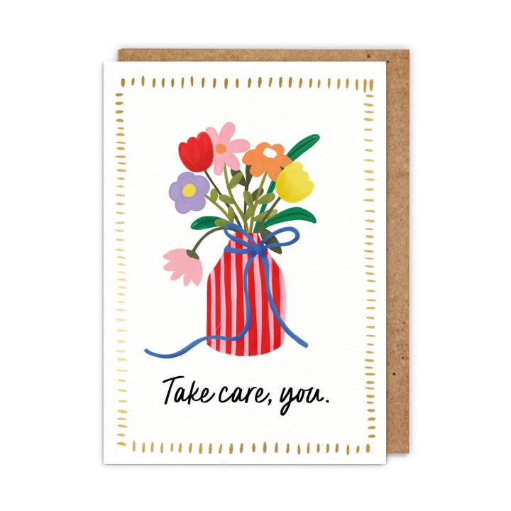 Zorg goed voor jezelf, Jij - Goudfolie Bloemen Denk aan Jou Kaart voor wholesale door Zoe Spry