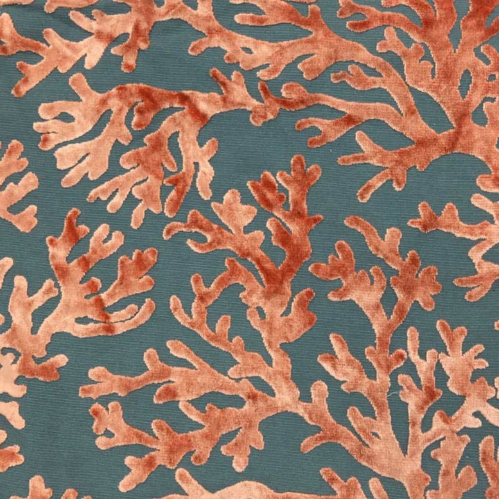Top Fabric – wholesale Fabric – St. Tropez - Scuba, Coral Pattern Burnout Velvet Upholstery Fabric by the yard.