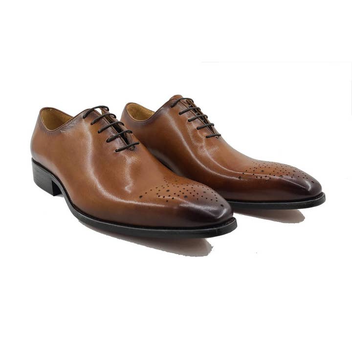 Carrucci Shoes - Wholesale Oxford Shoes - Men's - Hand Burnished Leather Wholecut Calf Oxford