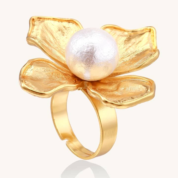 Anillo Armonía Flor Dorada para venta al por mayor de Branvas Jewelry