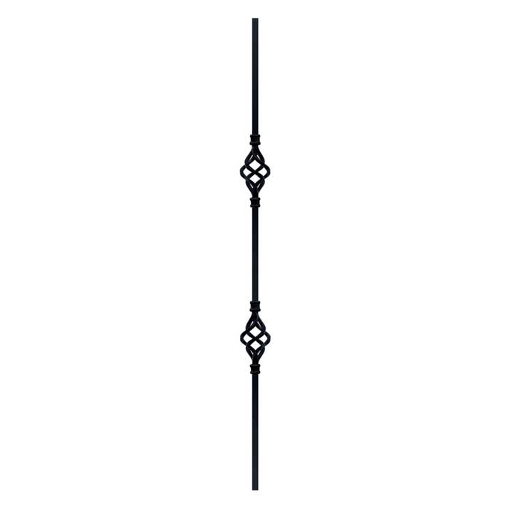 Double Basket 1/2" Solid Square Shaft Baluster (Bird Cage) for wholesale by Mister Baluster