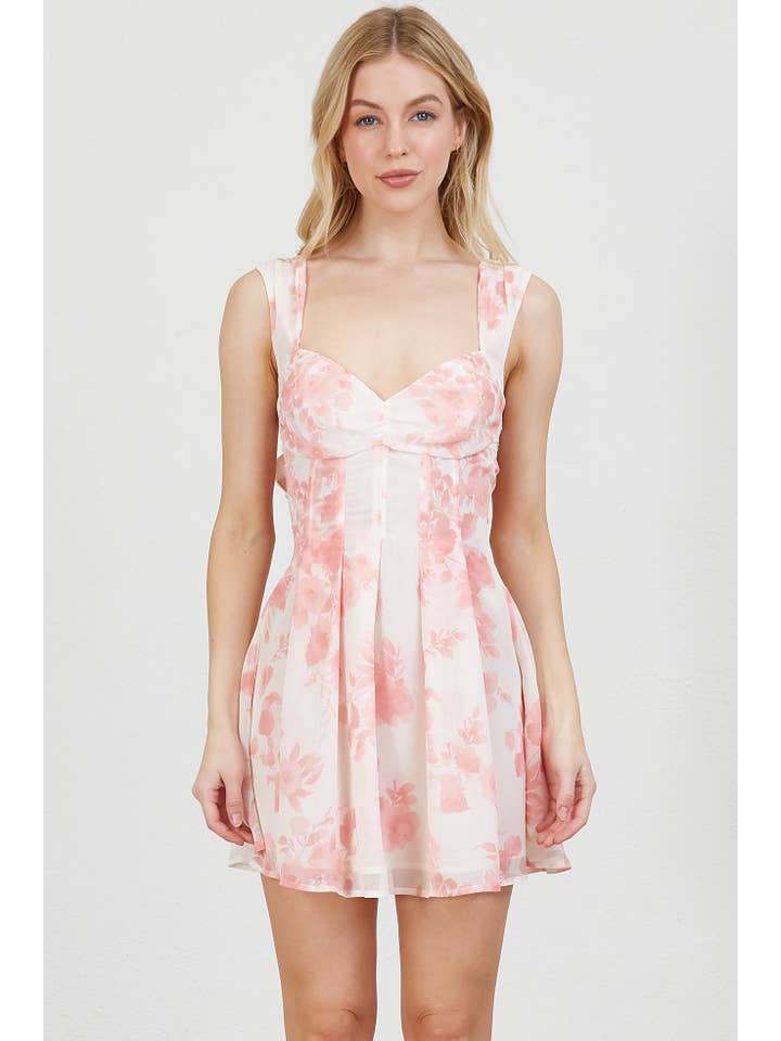 Vestis M - Wholesale Dress – Women's - Bloom Mini Dress - Chiffon Floral Ribbon Corset