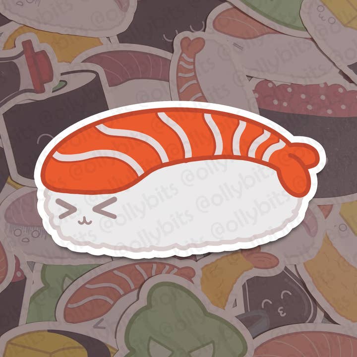 Autocolante de Vinil de Sushi Nigiri de Camarão (5 cm) por atacado de Ollybits Pixel Art