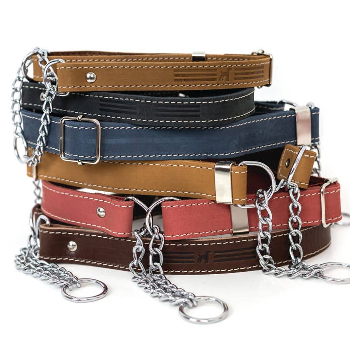 Euro-Dog Collars and Leads - Venta al por mayor Collar - Perros - Collar de perro europeo de cuero suave estilo martingala