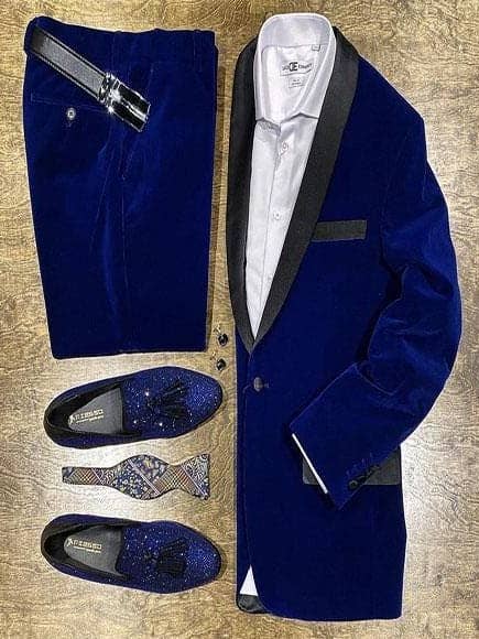 Men's Blue Velvet Suit Or Tuxedo Jacket For Prom for wholesale by Alberto Nardoni