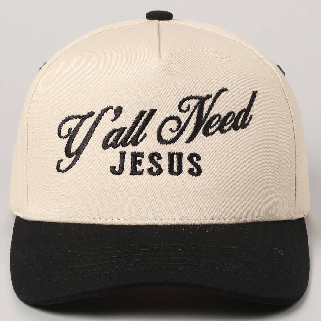 Fashion City - Wholesale Trucker Hat - Unisex - Y'all Need Jesus Lettering Embroidered Trucker Hat0