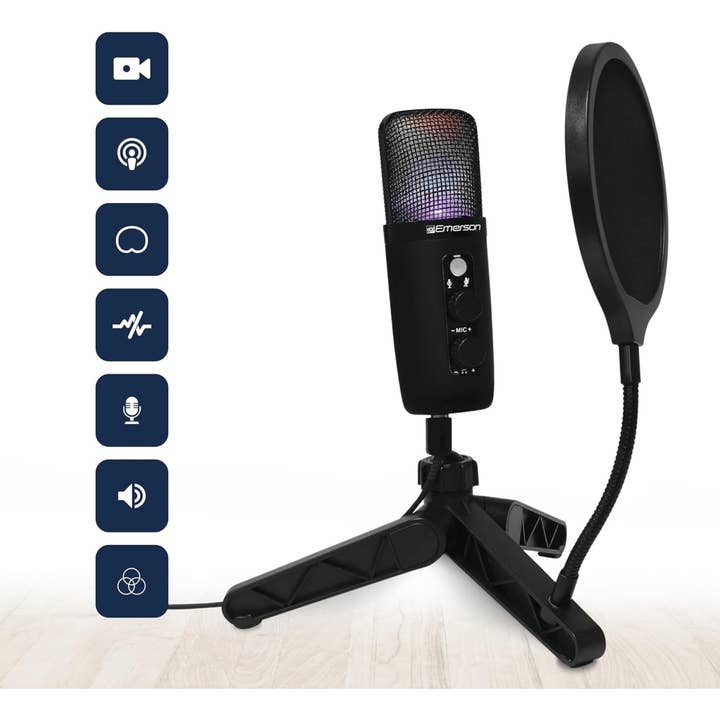 JupiterGear Home - Wholesale Small/handheld appliance - Emerson Gaming/Streaming Microphone with LED Lighting4