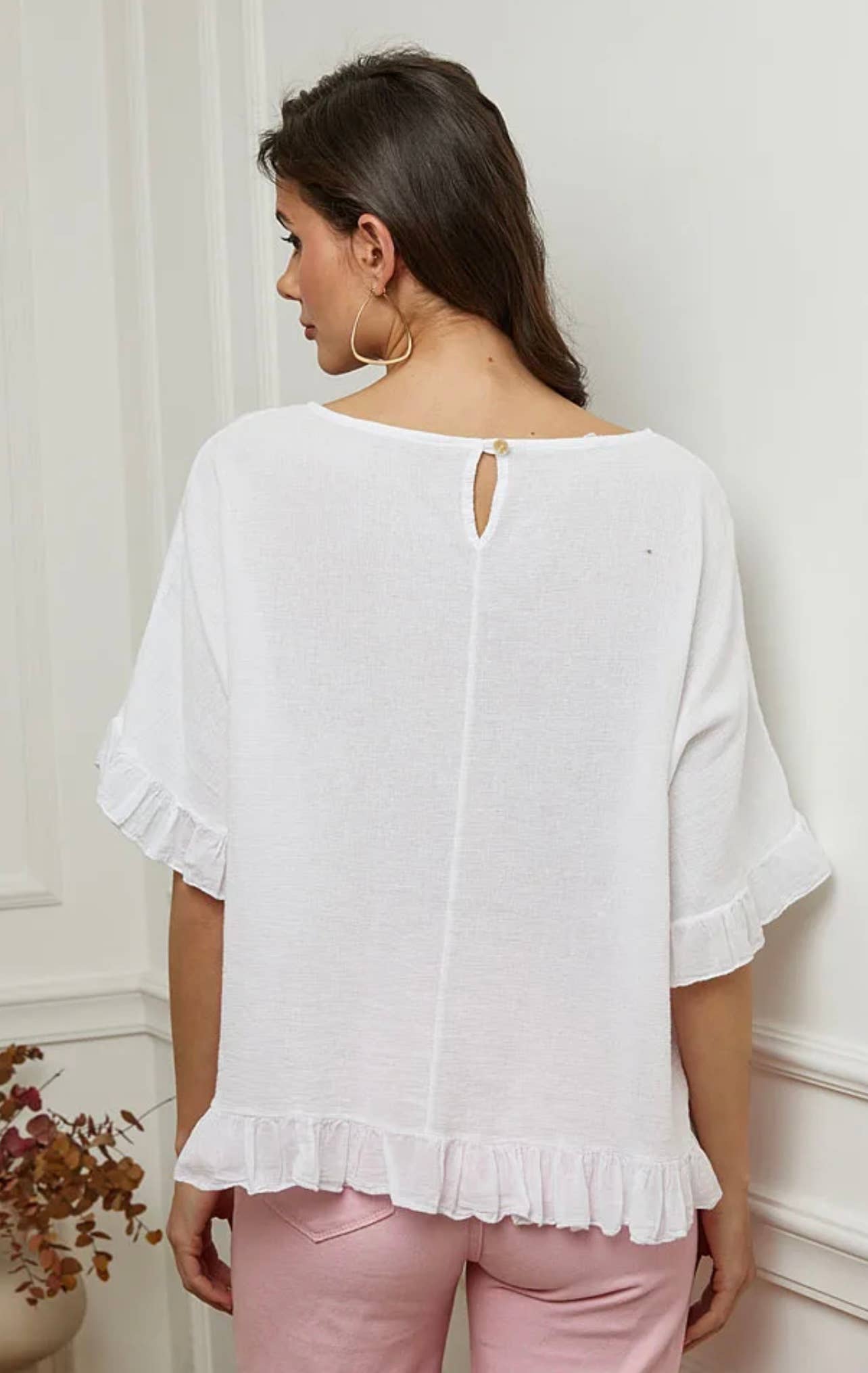 LÉA & LUC - Wholesale Blouse - Women's - Plain blouse in 50% Linen and 50% Cotton REF. 87475