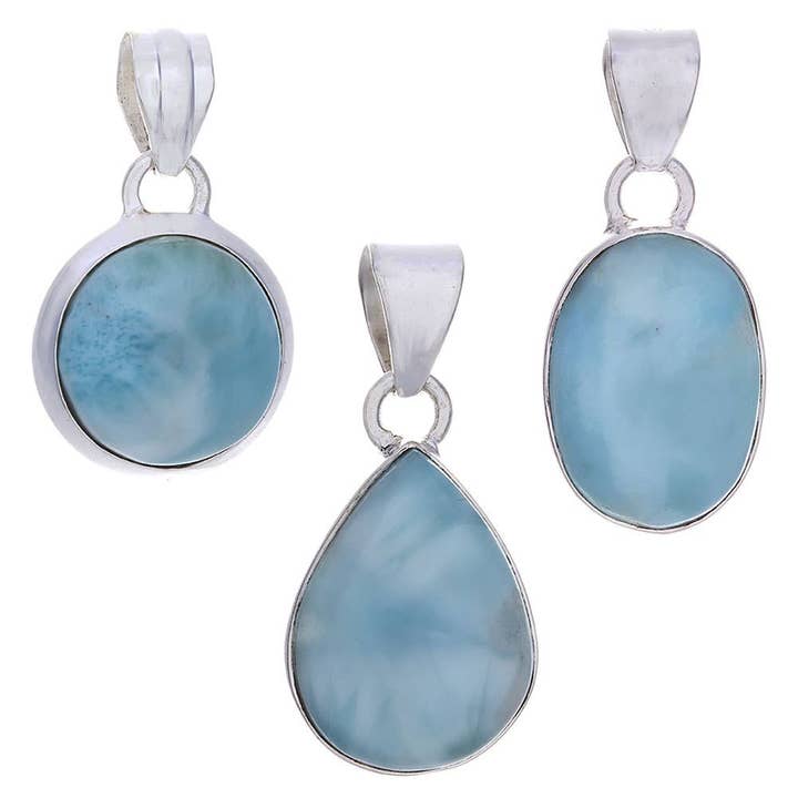 Larimar Plain Settings Assorted Shapes Pendants for wholesale by Kheops International