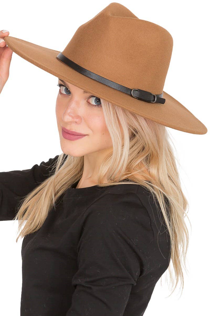 Cap Zone - Wholesale Fedora - Women's - Premium Two Tone Fedora Wide Brim With Belt 6