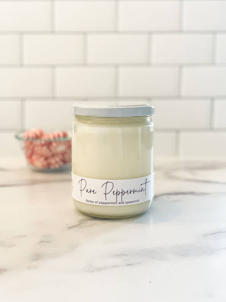 Pure Peppermint Candle – Aromatherapy Mint – 100% Soy for wholesale by Hcubed Candles