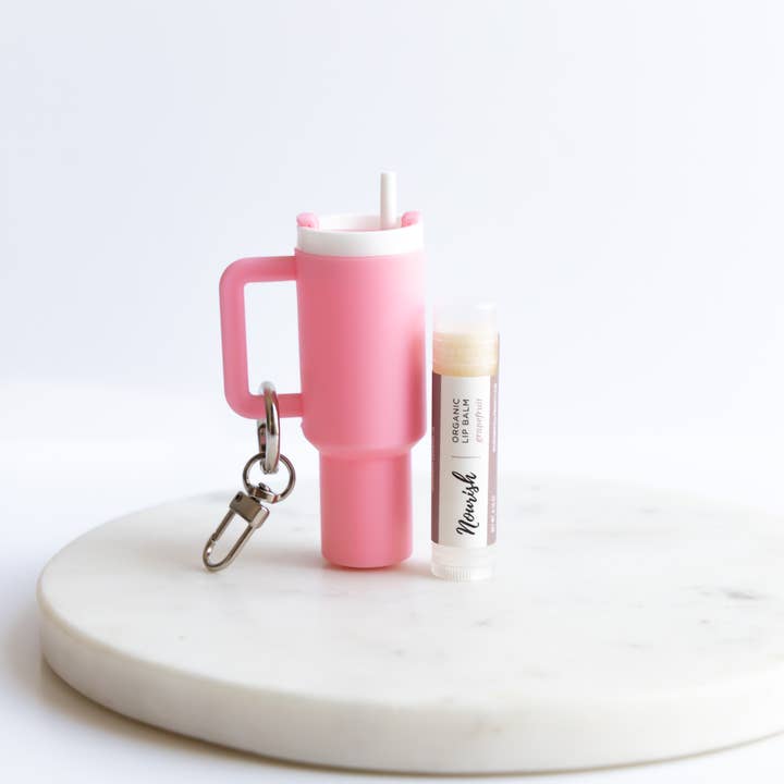 Nourish Natural Products - Wholesale Lip Balm Case/Holder - Mini Tumbler Cup Keychain Holder with Lip Balm
