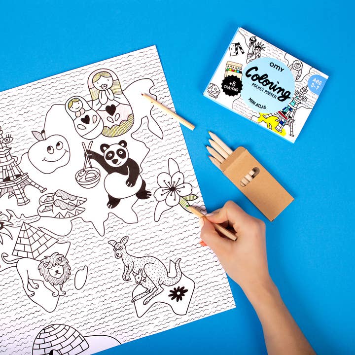 OMY - Wholesale Coloring & Activity Book - Kids & Baby - Atlas - Coloring pocket0