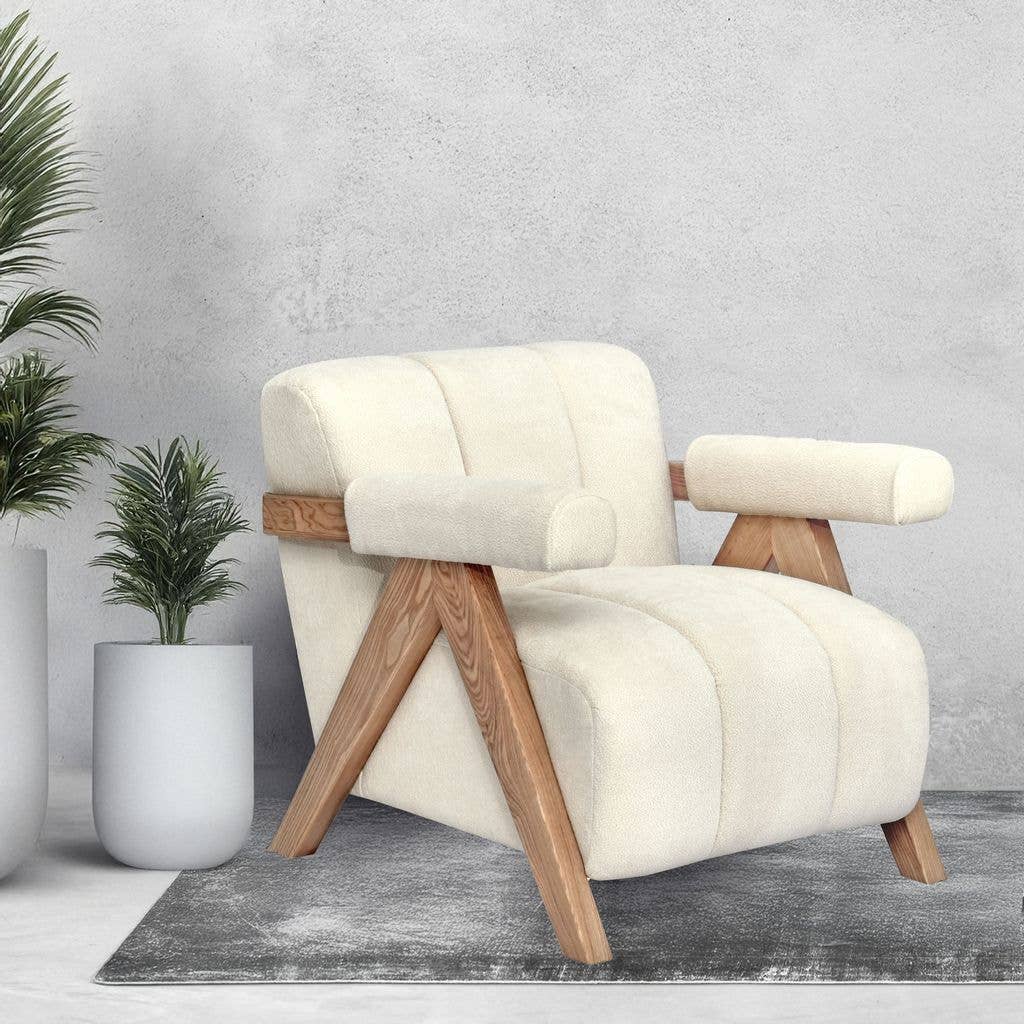 BRUIN Vista Boucle Accentstoel - Stijlvol & Comfortabel Mid-Century Modern Design voor groothandel op Faire0