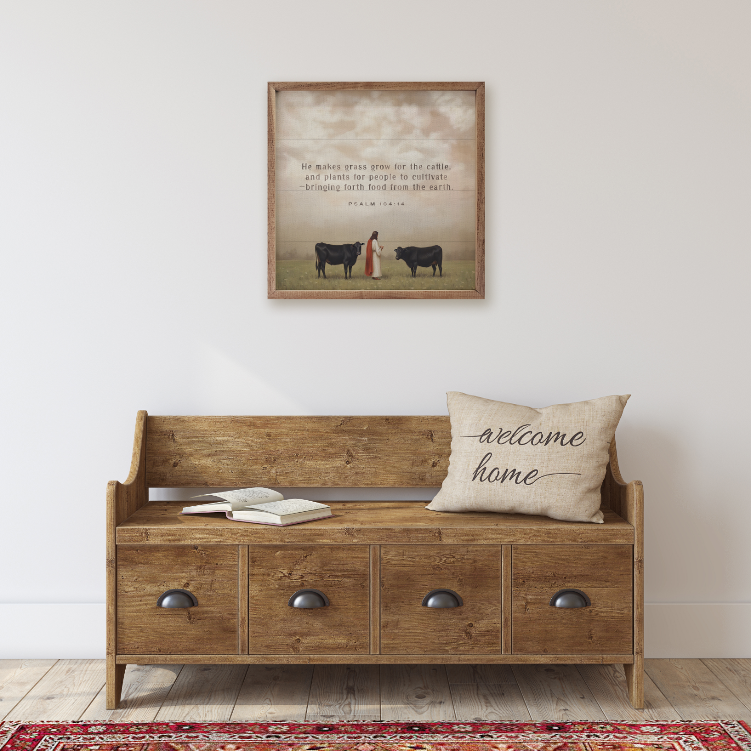 Kendrick Home - Wholesale Wood Wall Art - He Makes Grass Grow Psalm2