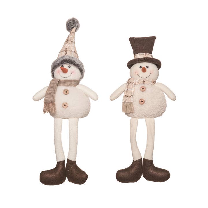 CLOSEOUT Plush Rustic Plaid Snowman Shelf Sitter Christmas for wholesale by Transpac