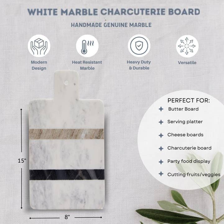 Lexi Home - Wholesale Cheese Board - Chic Striped White Marble Minimalist Charcuterie Board2