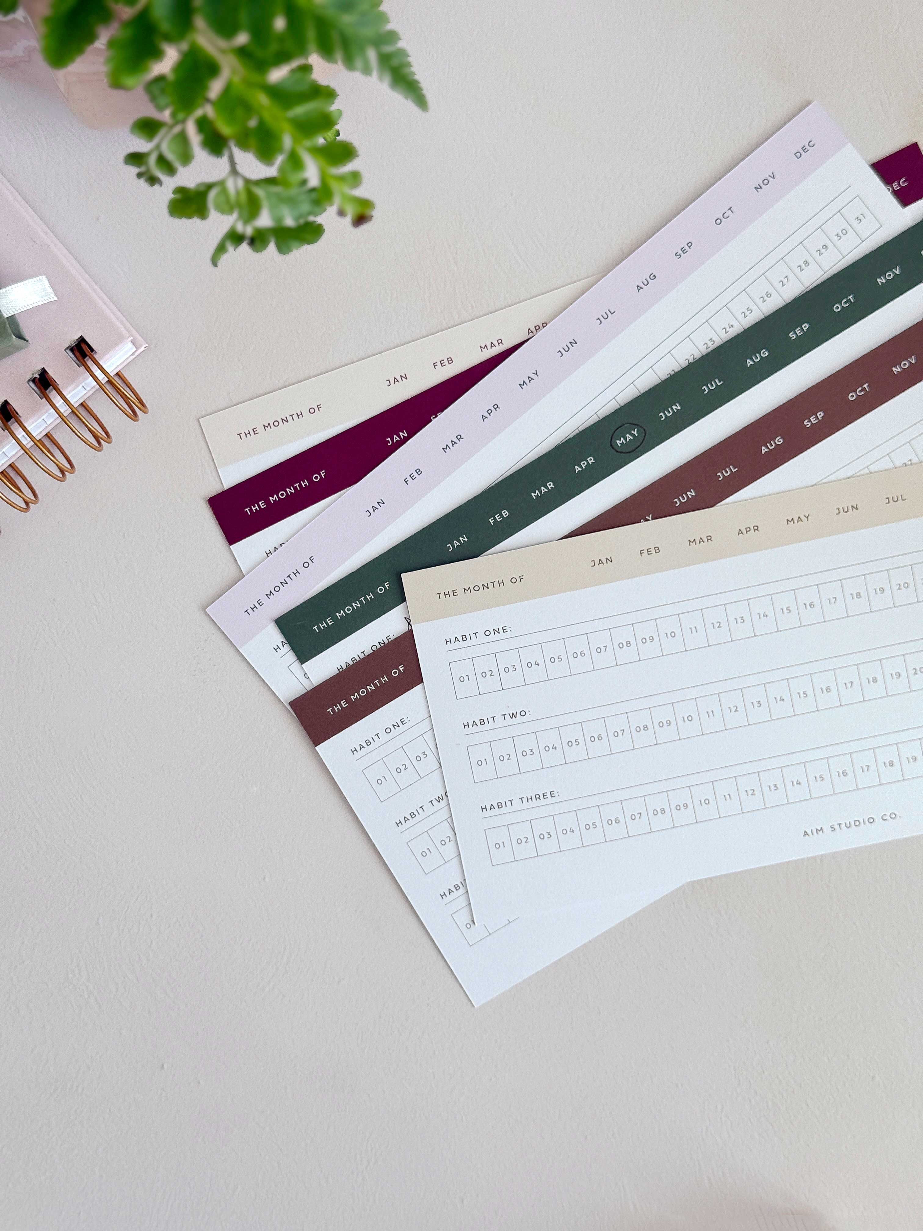 AIM Studio Co – wholesale Stationery/notecard set – Daily Habit Tracker Cards with Wooden Block | 365 Days3