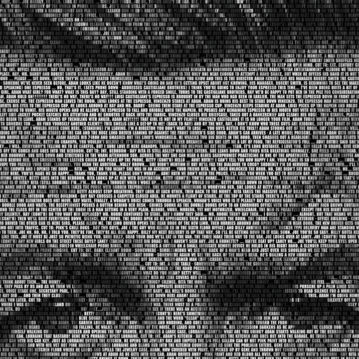 Robotic Ewe – wholesale Art print – David Lynch Portrait Mulholland Drive Typographic Script1