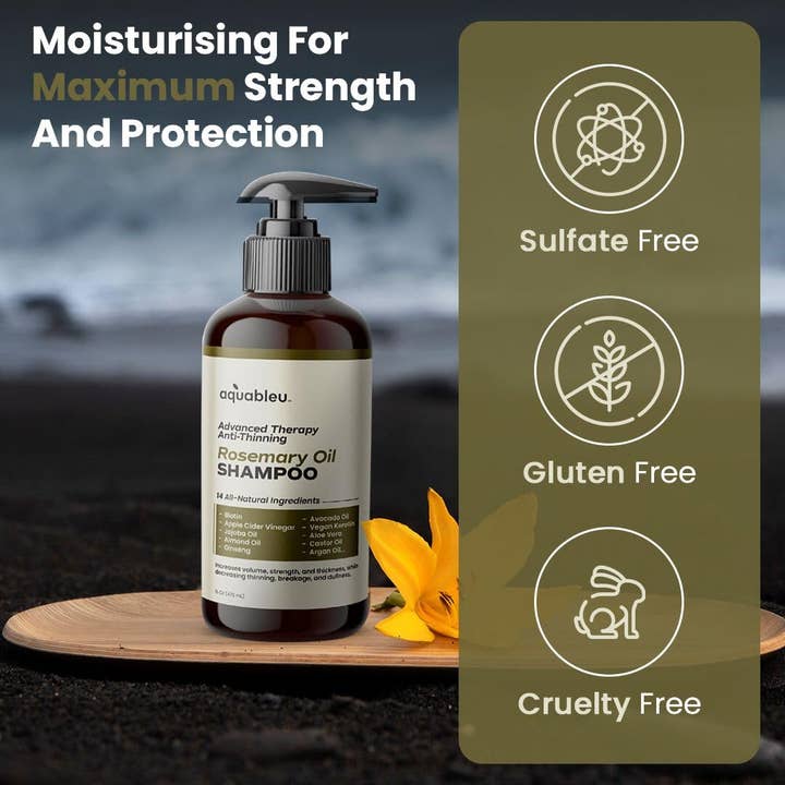 Aquableu - Wholesale Hair Shampoo - Advanced Therapy Anti-Thinning Rosemary Oil Shampoo 16oz