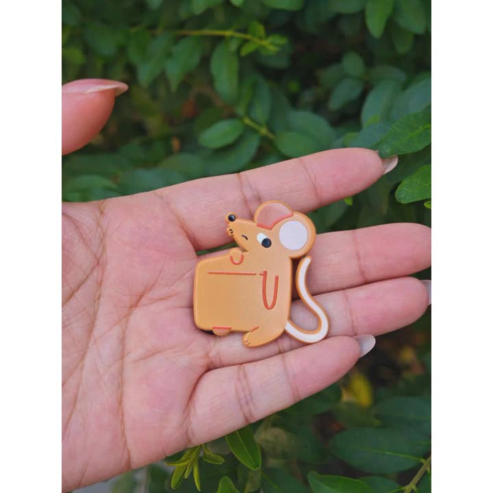 Paper Rat Illustrations - Wholesale Lapel pin/button - Cheese Rat Enamel Pin4