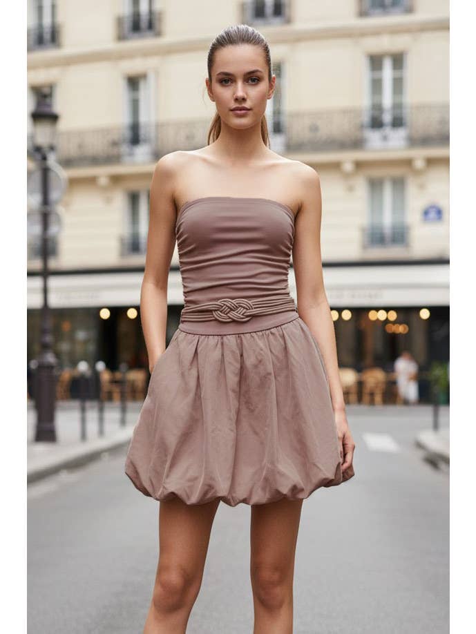 VAVA by Joy Han - Wholesale Dress - Women's - TUBE BUBBLE DRESS W/TWISTED ROPE BELT14