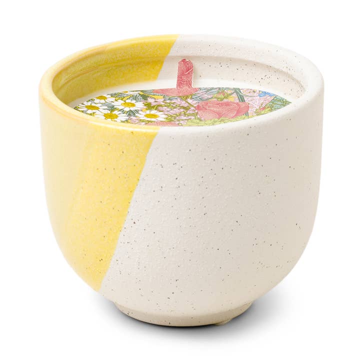 Matte Speckled Ceramic Footed Bowl With Floral Cover for wholesale by Foundry Candle Co