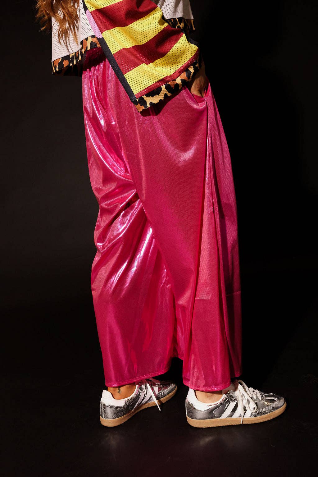 Burnt Toast - Wholesale Pants - Women's - Bubblegum Burn Cropped Metallic Trousers2