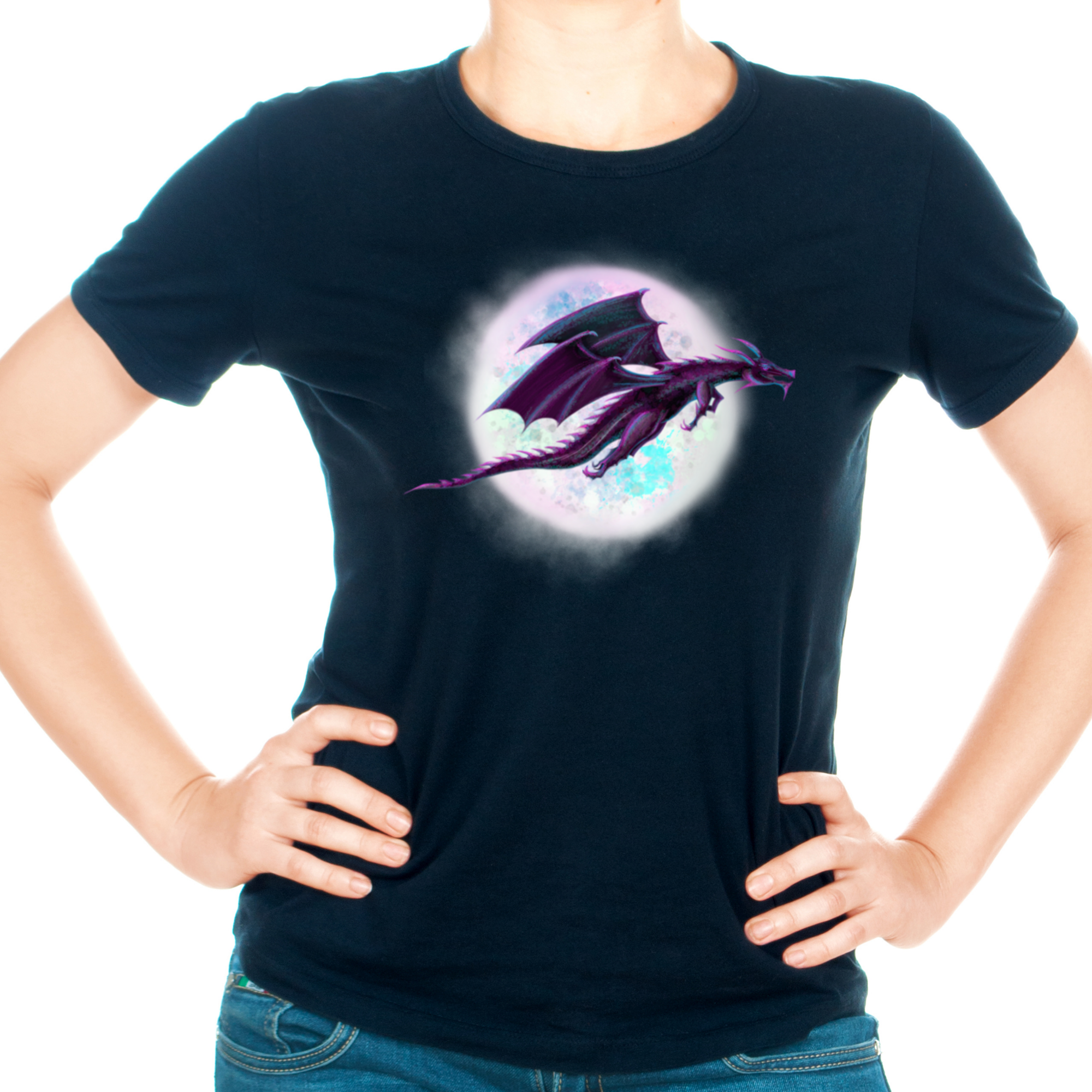 Hannah Kate Makes - Wholesale T-Shirt (Graphic) - Unisex - Dragon Moon T-shirt - Black - 100% Cotton - Gothic Whimsy17