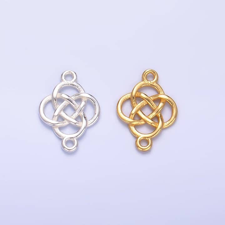S925 Sterling Silver Geometric Filigree Flower Connector in Gold & Silver | SL-569 for wholesale by Aim Eternal