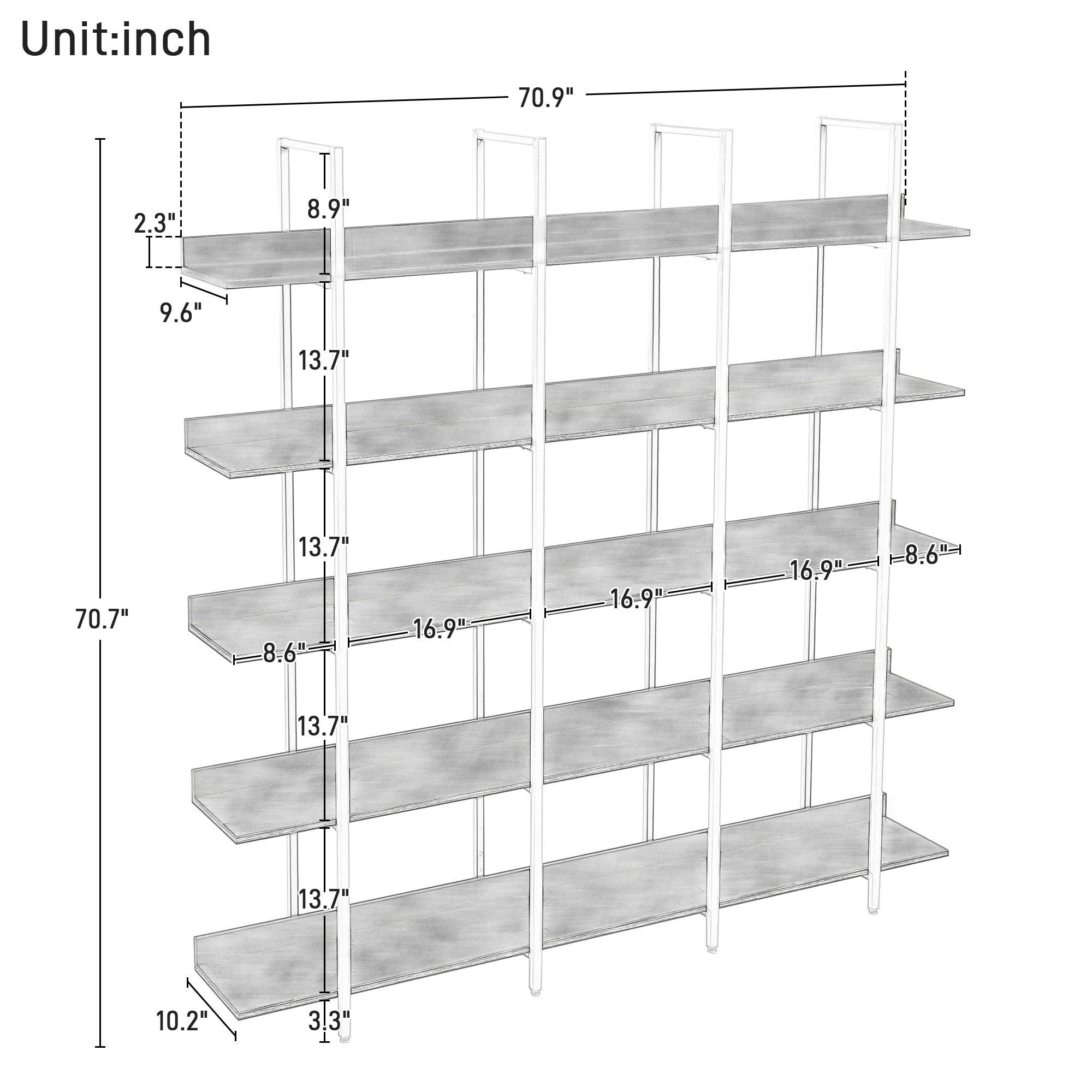 39F Inc. - Wholesale Bookcase - 5-Tier Industrial Bookcase Shelves Metal Frame,5 Colors13