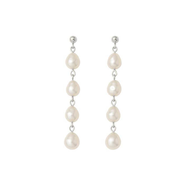 Brincos pendentes sofisticados de pérola em prata por atacado de Smoothie London