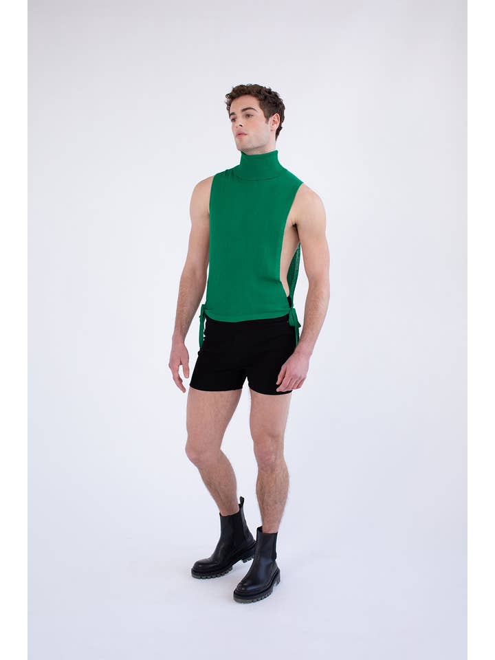 Green Turtleneck Bib Knit Tank for wholesale on Faire3