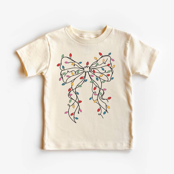 Christmas Bow and Lights Kids Shirt Toddler Youth Shirt for wholesale by Benny & Ray Apparel