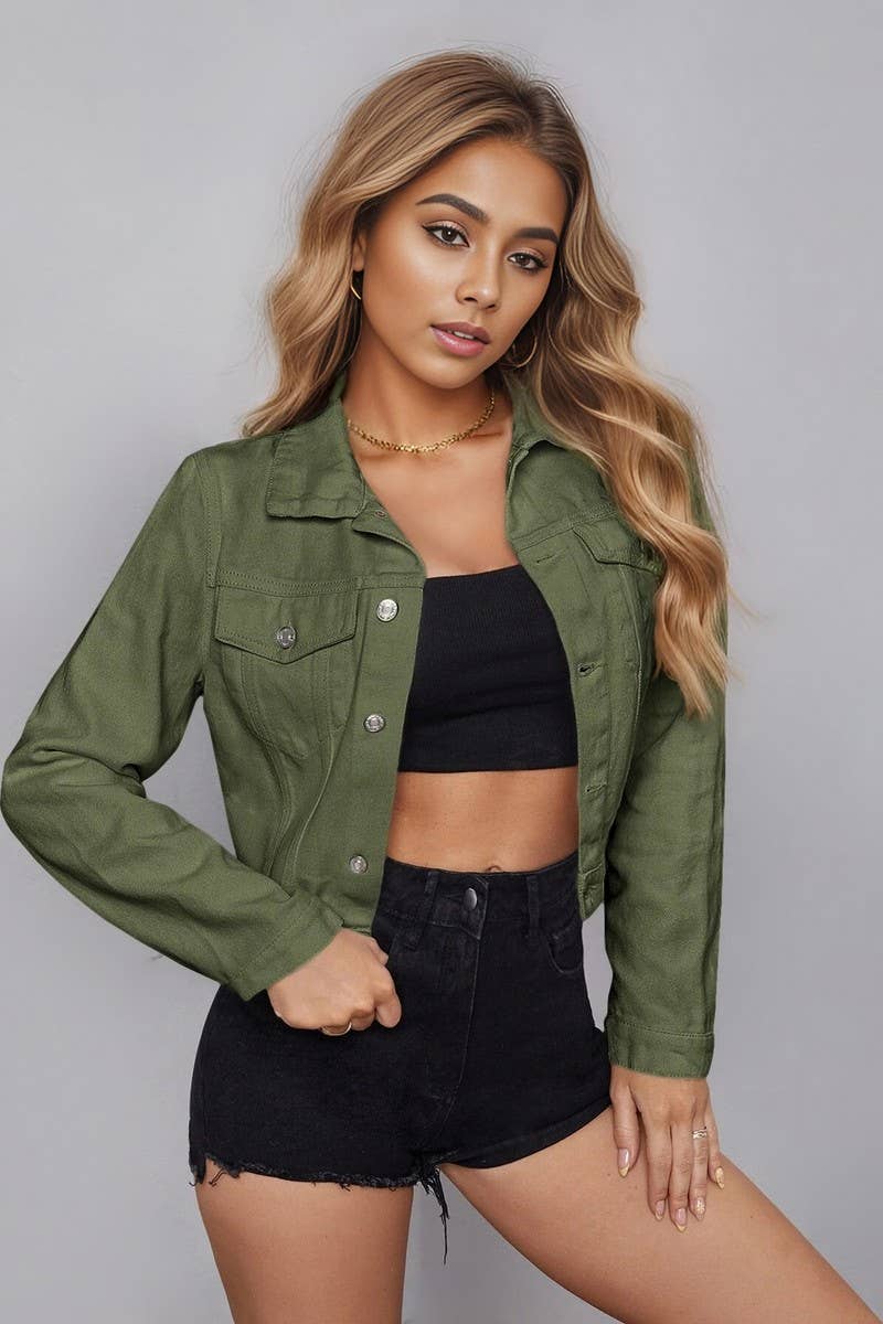 NINEXIS - Wholesale Denim Jacket - Women's - CWJJ0138_WOMEN'S CASUAL CROPPED DENIM JACKET TOP12