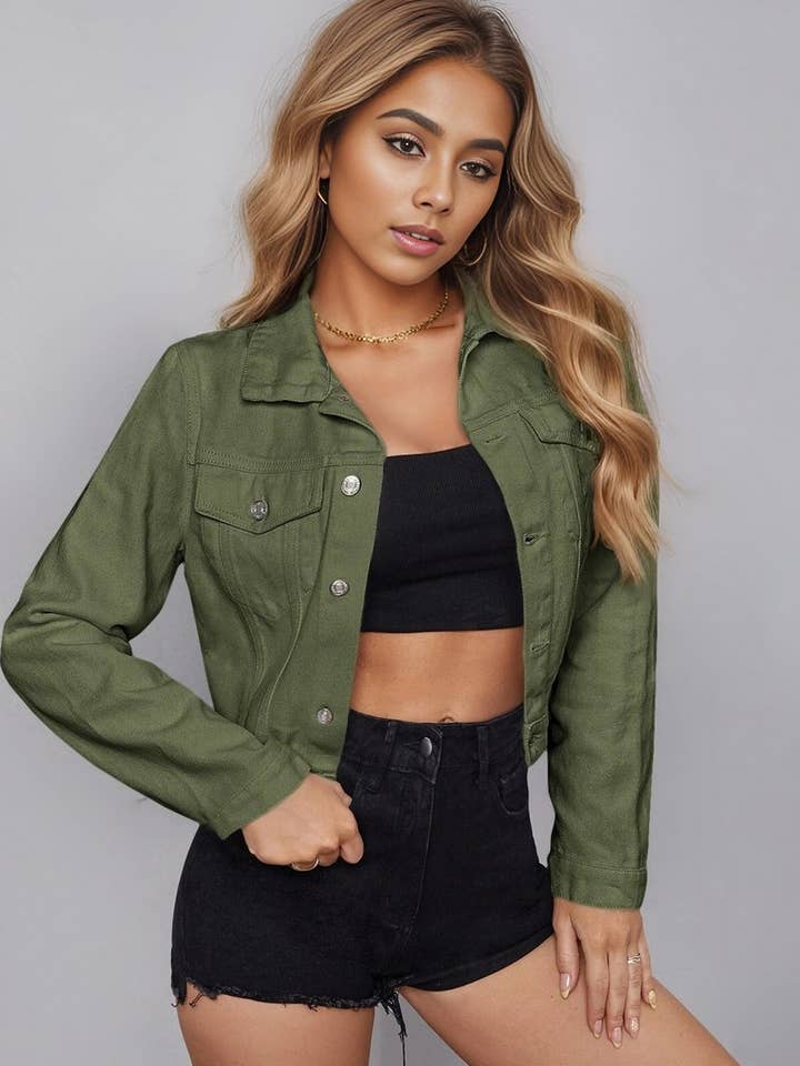 NINEXIS - Wholesale Denim Jacket - Women's - CWJJ0138_WOMEN'S CASUAL CROPPED DENIM JACKET TOP12