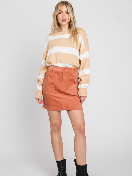 MINISSAIA DE CORDUROY SÓLIDO - FS80386 por atacado de Calista