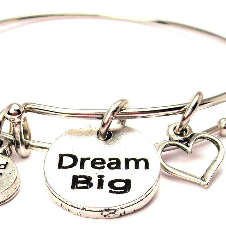 Dream Big Expandable Bangle Bracelet Inspiration Expression for wholesale by Chubby Chico Charms