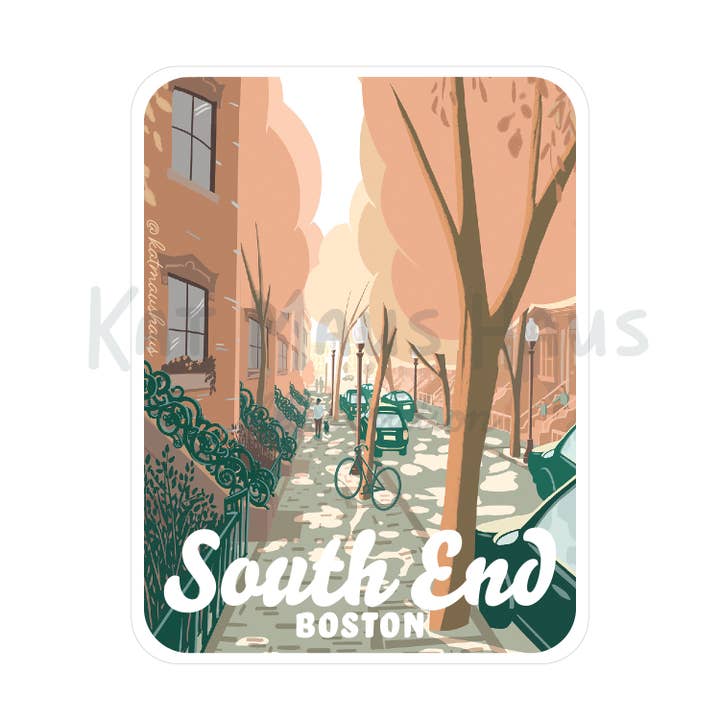 Kat Maus Haus Illustration - Wholesale Sticker - South End, Boston (Summer Edition) Sticker