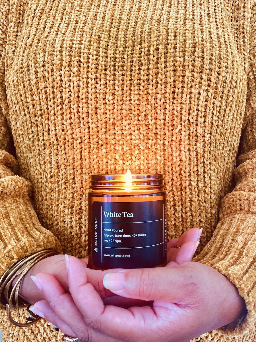 OLIVE NEST - Wholesale Jar/Filled Candle - *Best Seller* White Tea Soy Blend Wood Wick Candle2