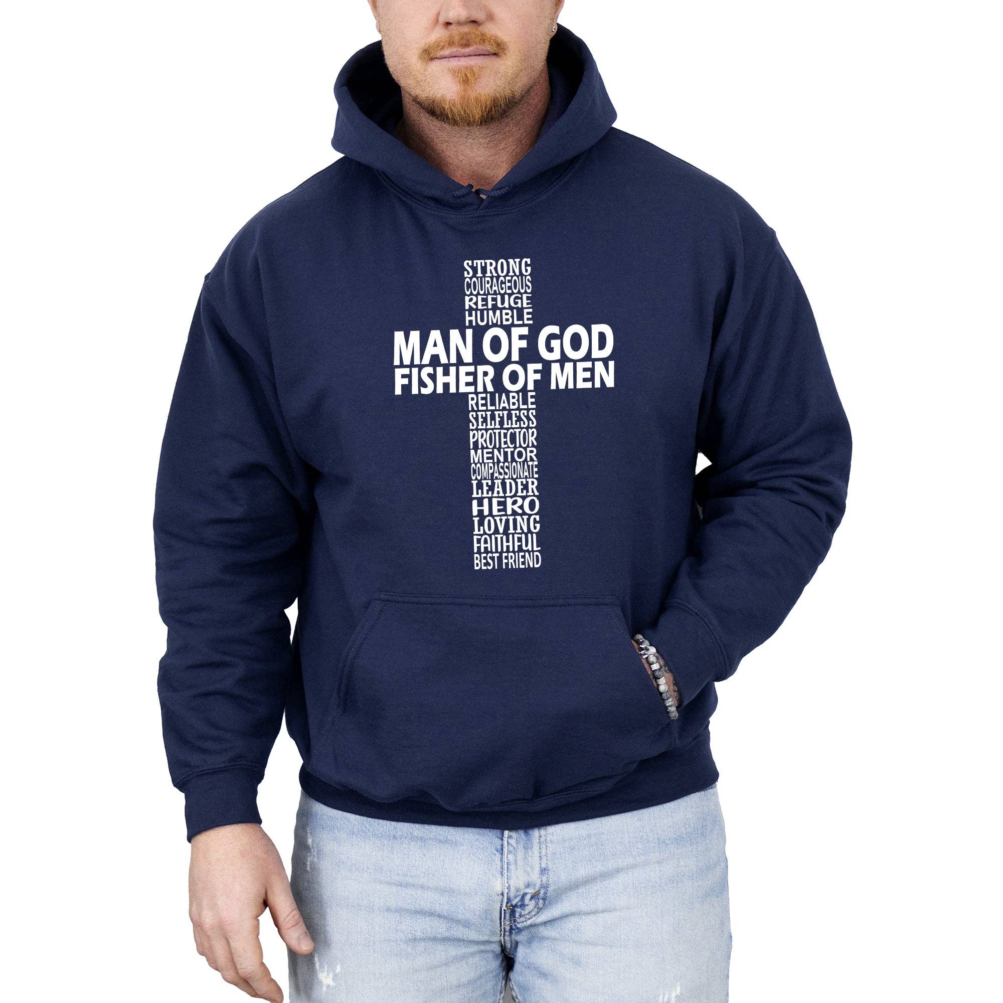 Refinery Number One LLC - Vente Sweat-shirt à imprimés – unisexe - Sweat à capuche Homme de Dieu, Pêcheur d'hommes, Jésus, Chrétien, Faith2