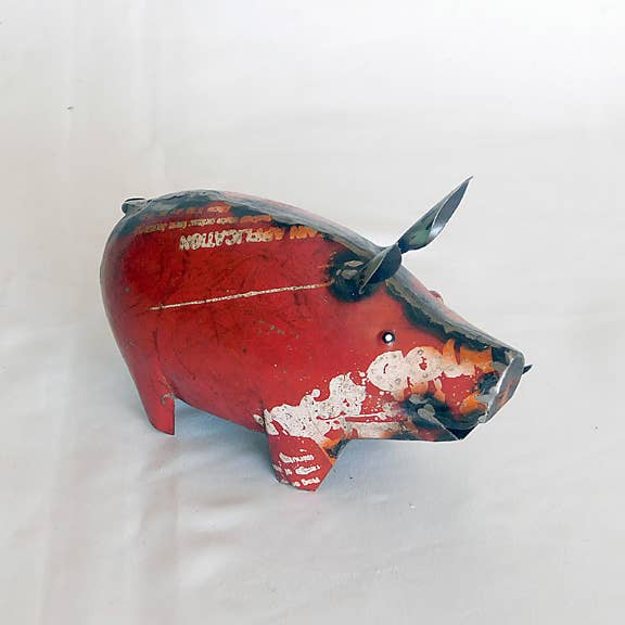 Everyday Artifact - Wholesale Sculpture - Little Pig Recycled Metal Animals2
