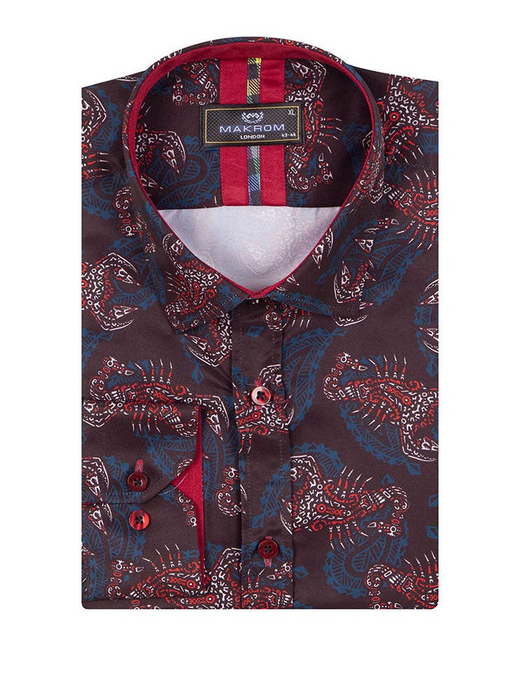Brun Scorpion Print Shirt for engroshandel hos Makrom