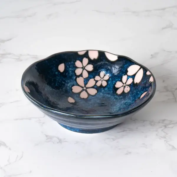 Urban Tokyo - Wholesale Dish - Hasui Sakura Navy 4.5"D x 1.5"H Porcelain Small Sauce Dish1