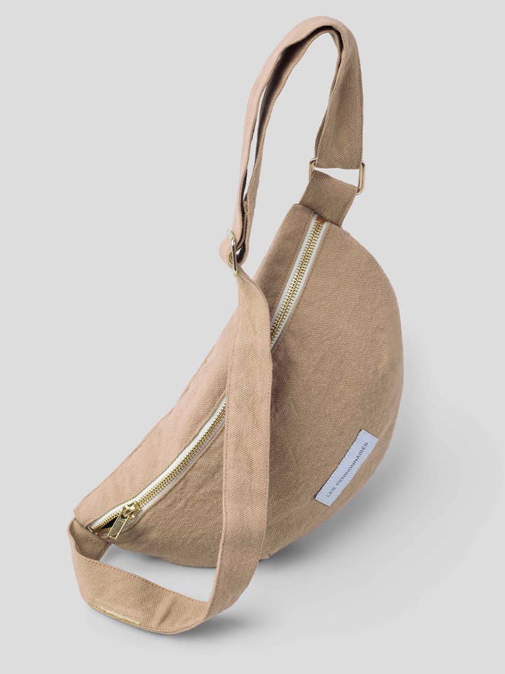 Beige sand organic cotton canvas fanny pack for wholesale by Les Pensionnaires