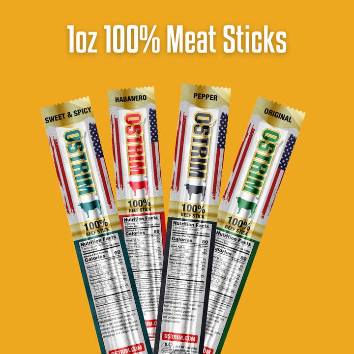 Ostrim - Wholesale Jerky - Pepper 1oz (28g) Premium Beef, 12 Sticks4