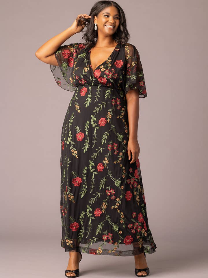 Vestido de noche bordado elegante - talla grande para venta al por mayor de Kiyonna