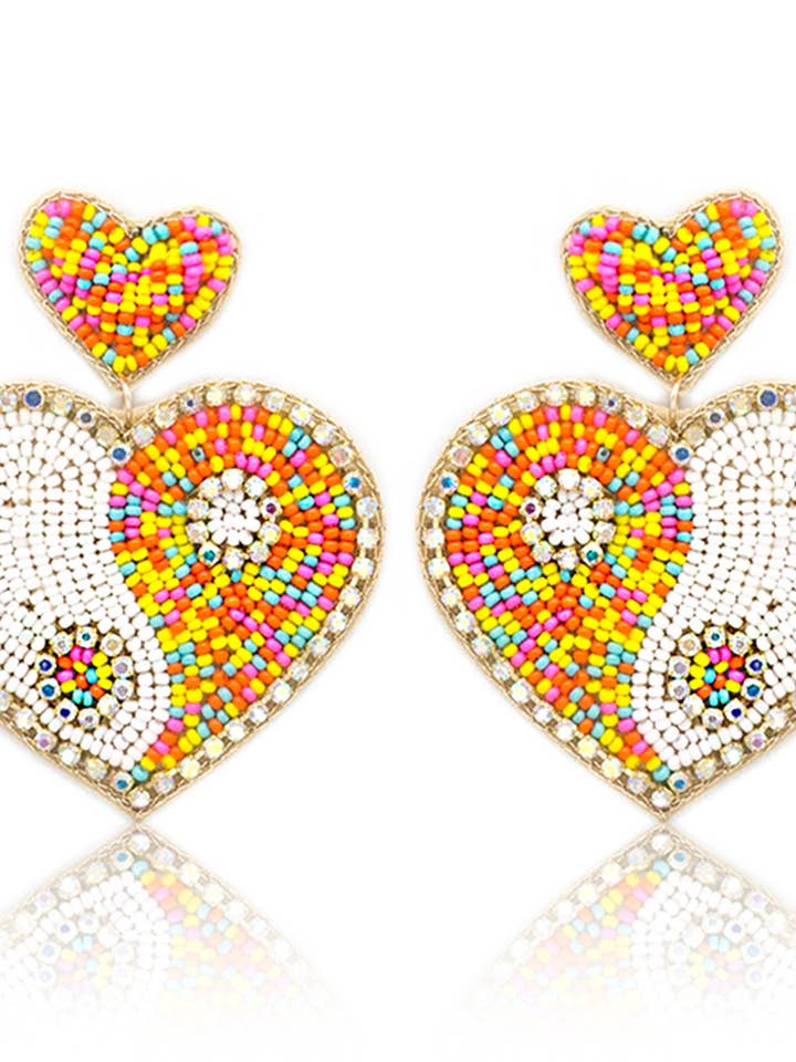 Orecchini pendenti con perline di semi, cuore a forma di cuore Yin Yang per la vendita all'ingrosso da parte di Suzie Q USA